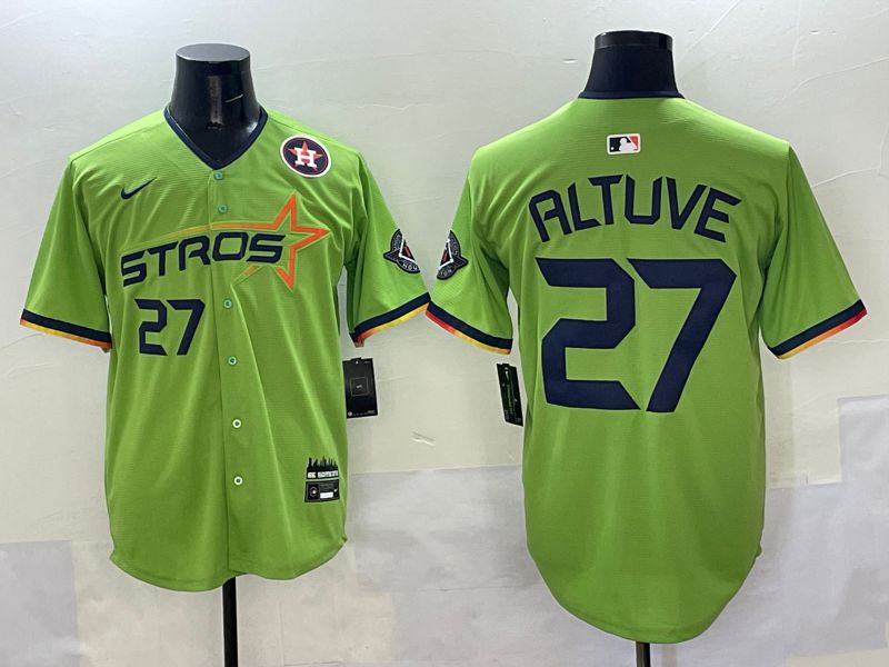 Men Houston Astros #27 Altuve Green three generations Joint Name 2025 Nike MLB Jersey style 7